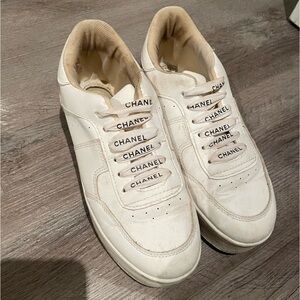 Urban Planet Sneakers with Chanel ribbon as shoelace. REALLY TIGHT